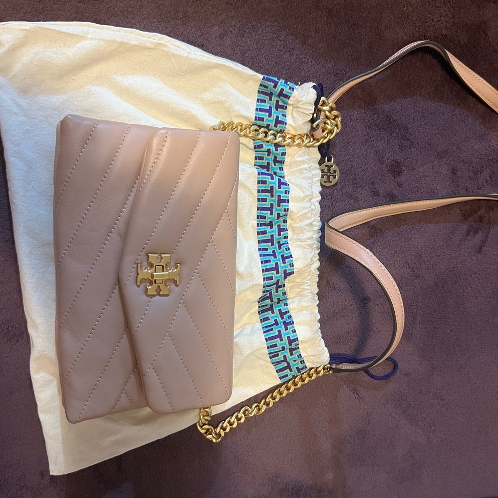 Tory Burch Tan Quilted Leather Crossbody Bag